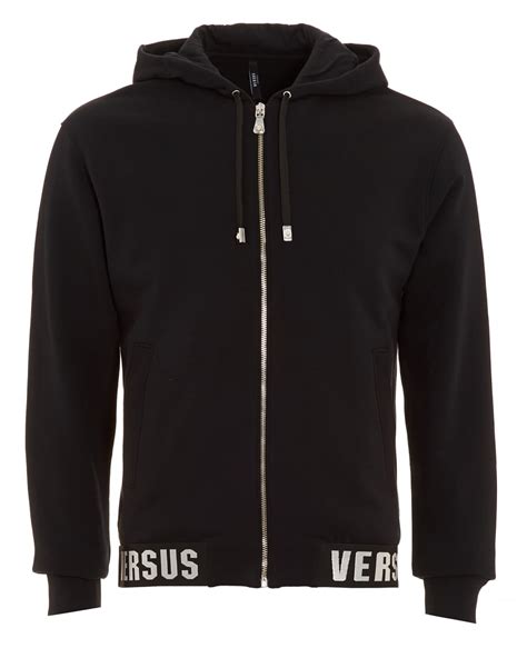 versus versace black hoodie|Versace zip up hoodie.